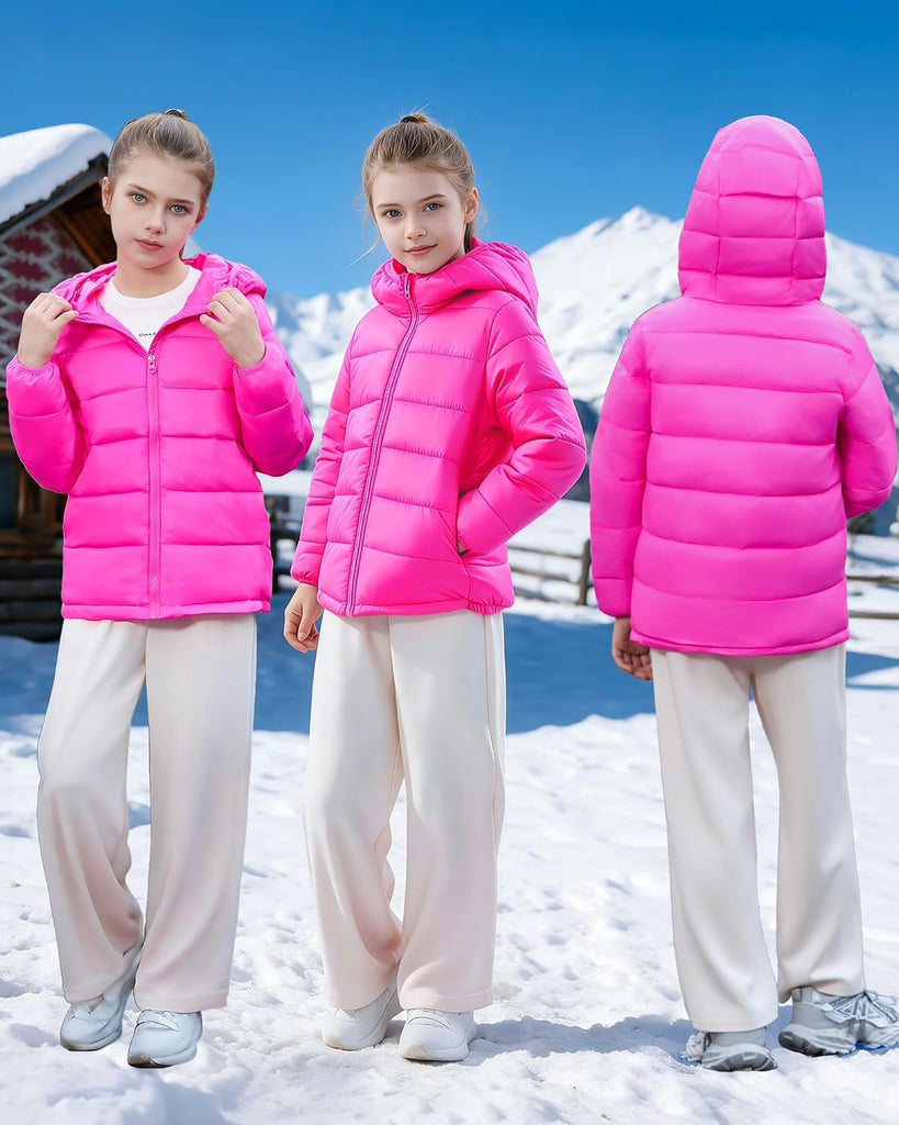 Hooded Puffer Jackets for Girls Lightweight and Packable Autumn a Winter Coat