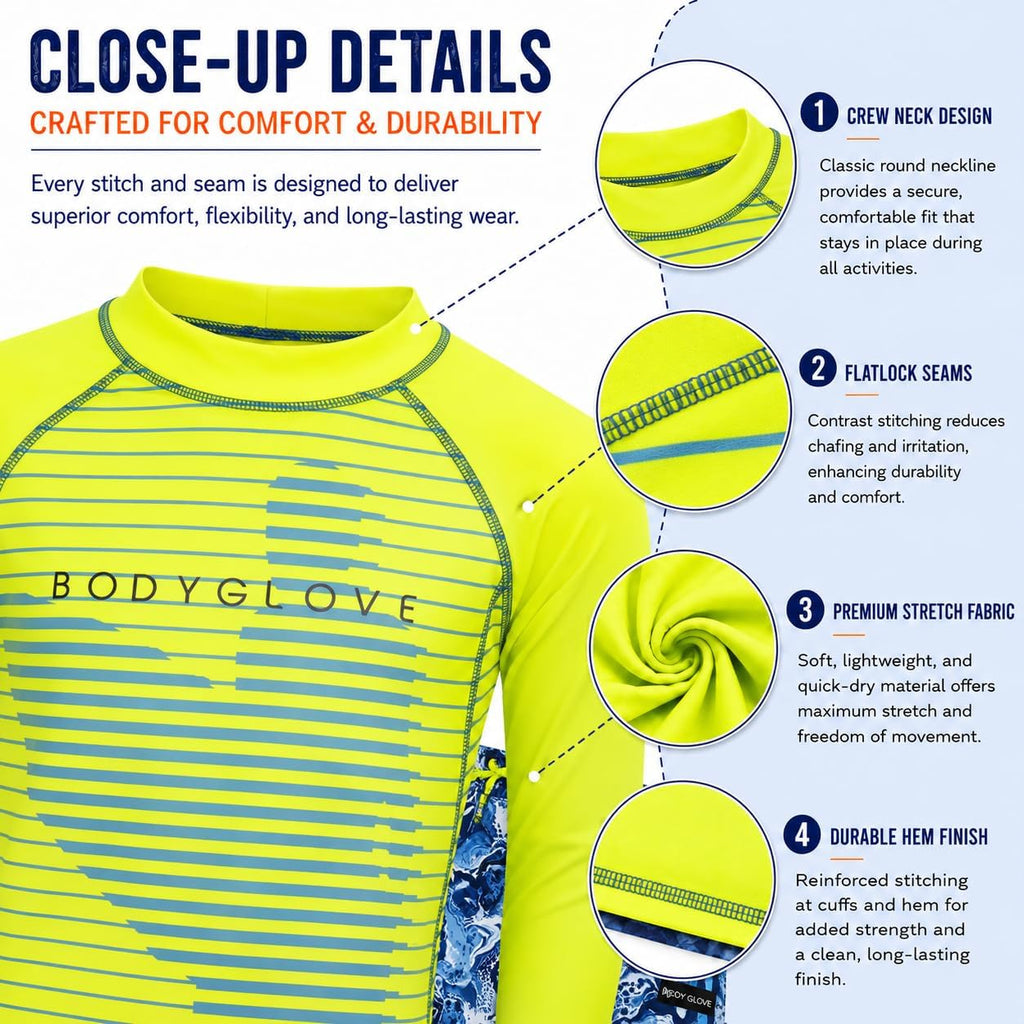 Boys 2 Piece Swim Set Rash Guard & Swim Trunks
