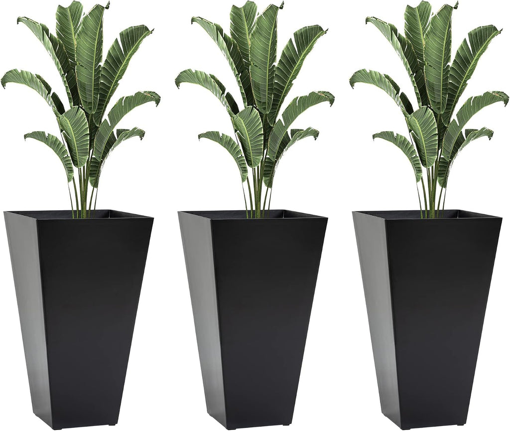 Set of 3 Planter, Indoor/Outdoor Plant Pots, 15.75" x 15.75" x 28" Tapered Square Flower Pot for Porch Patio and