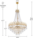 French Empire Crystal Chandelier 9 Lights Modern Gold Chandelier, Luxury High Ceiling Light Fixture for Dining Living Room, Bedroom, Kitchen Island, Foyer, Hallway, 28.5" W x 43.7" H A108-B0CSRZ51TV