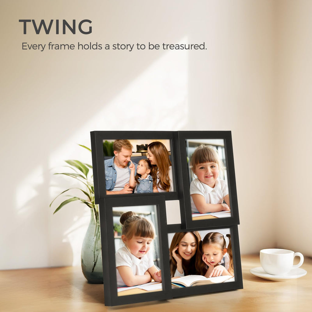 4x6 Picture Frames Collage Family Multi Photo Frame Wall Decor, Black