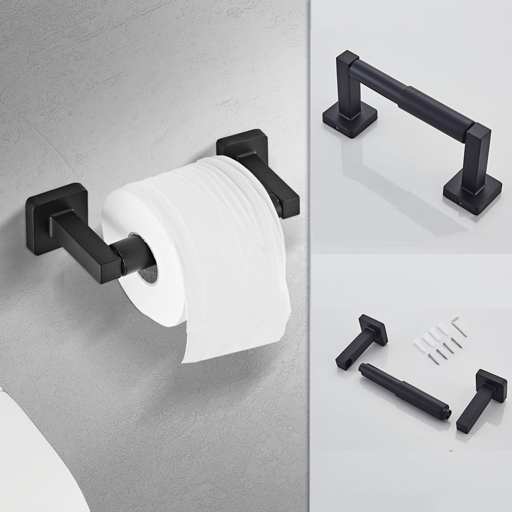 Matte Black Bathroom Hardware Set 4 Pieces, Towel Bar Set Stainless Steel Wall Mounted, Includes 16In Hand Towel Bar
