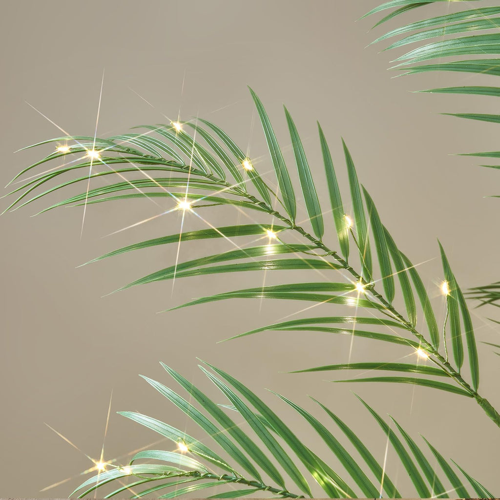 Lighted Palm Tree 4FT 240 LED Fairy Lights, Artificial Greenery Tree with Lights Room Summer Decoration Inside