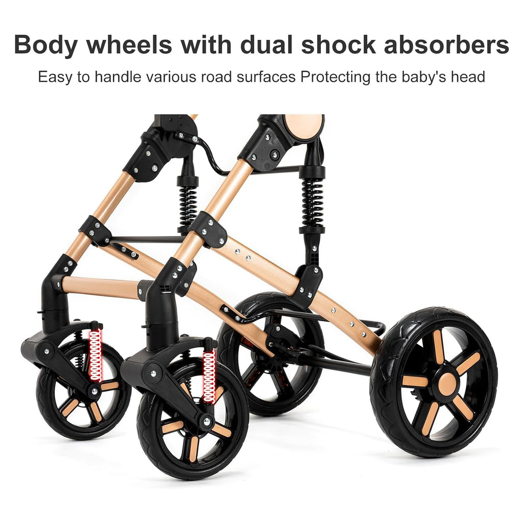 2 in 1 Baby Bassinet Stroller, Convertible Foldable Standard Stroller, Reversible Pushchair Infant Buggy Carriage