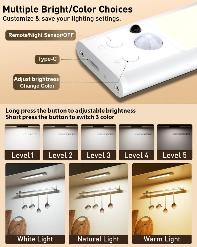 Under Cabinet Lighting, 96-LED RGB Under Counter Lights, 6 Pack
