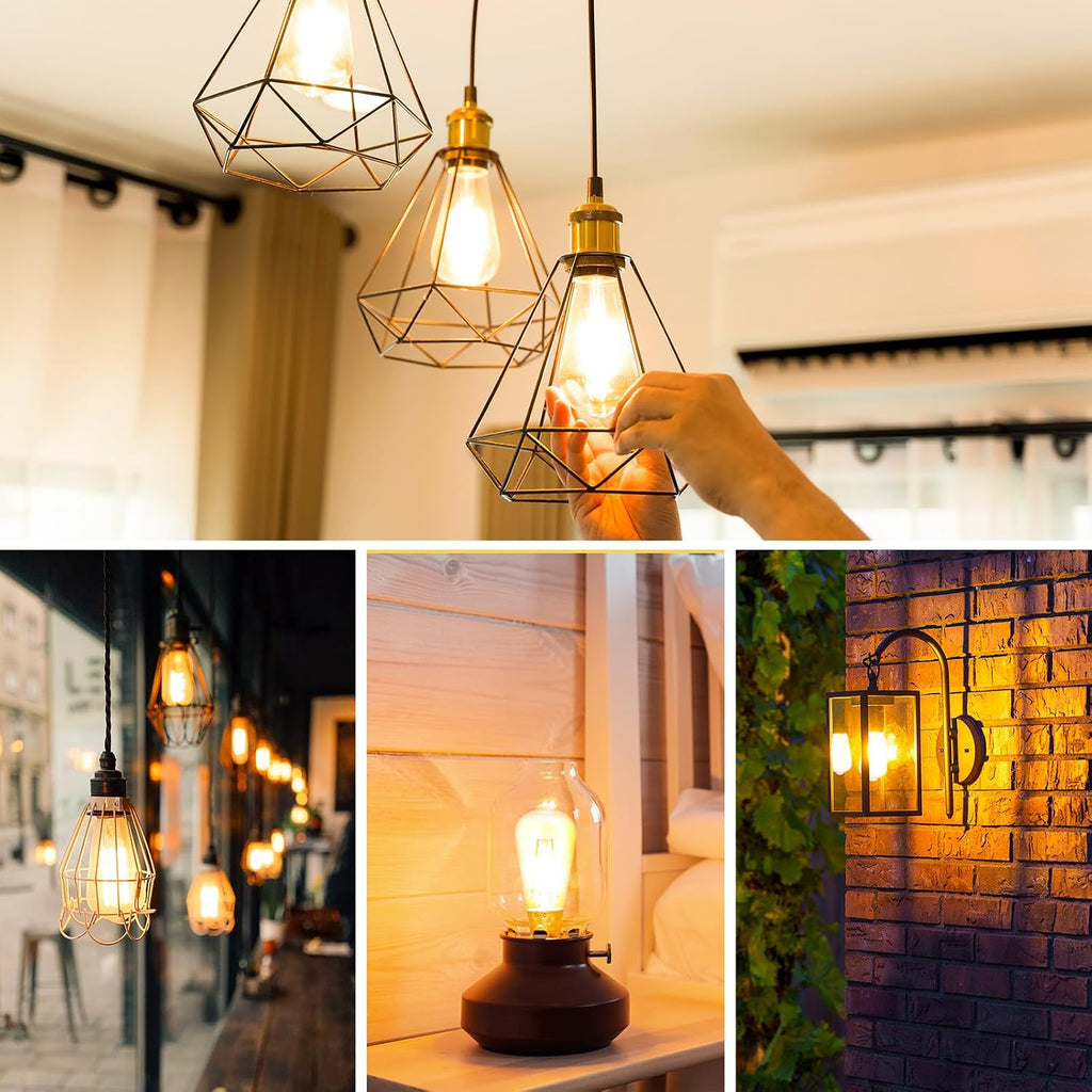 Edison Light Bulbs 60 watt Equivalent, E26 LED Bulb Dimmable, Soft White 2700K, Clear Glass ST58 Vintage Light Bulb