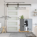 38 x 84 in Glass Barn Door with 6.6FT Sliding Hardware Kit & Handle, Pre-Drilled Ready to Assemble, 