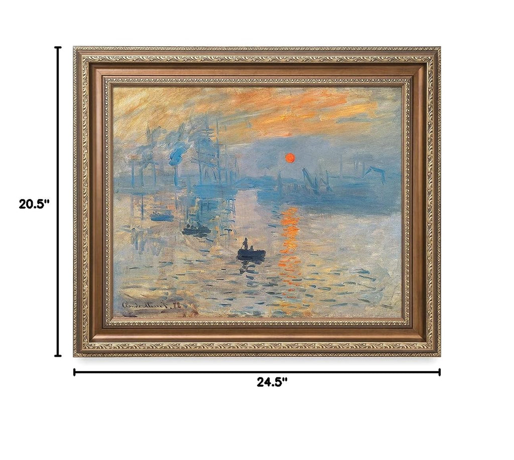 Claude Monet Wall Art Framed, Impression Sunrise, 25x21