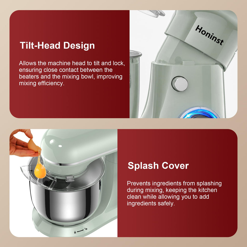 4QT Electric Stand Mixer, 10-Speed Tilt-Head Compact Kitchen Mixer