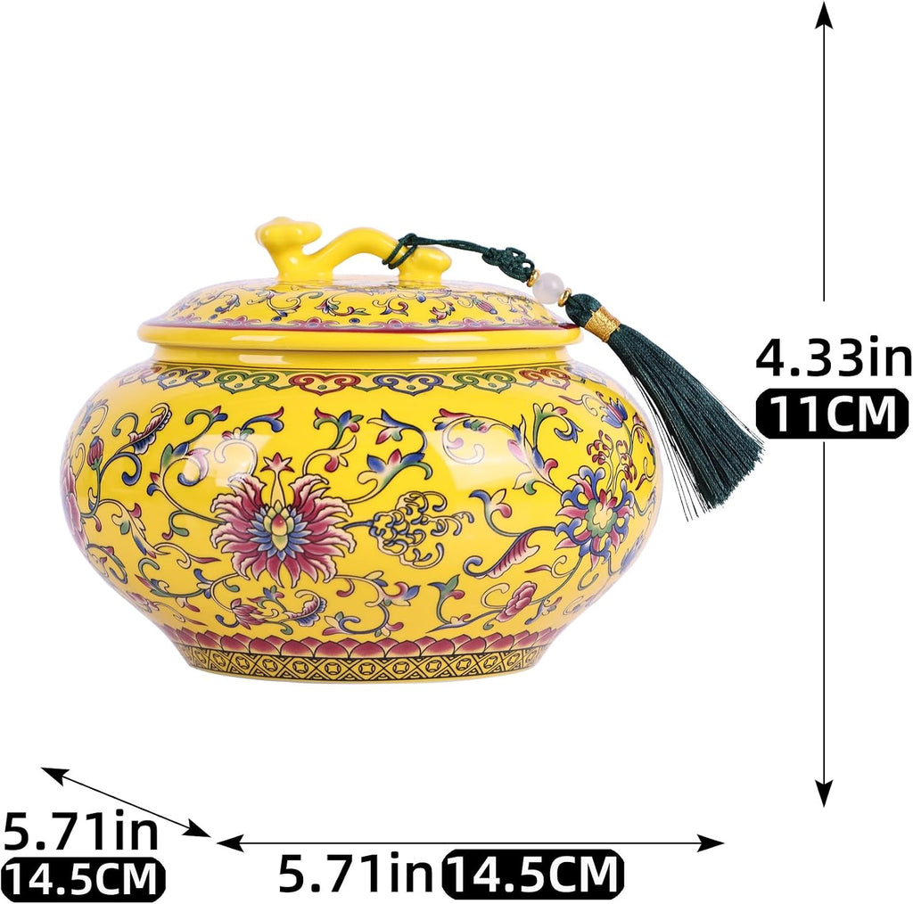 Decorative Ceramic Enamel Ginger Jar Decor - Blue and White Porcelain Storage Jar, Chinoiserie Flower Vase