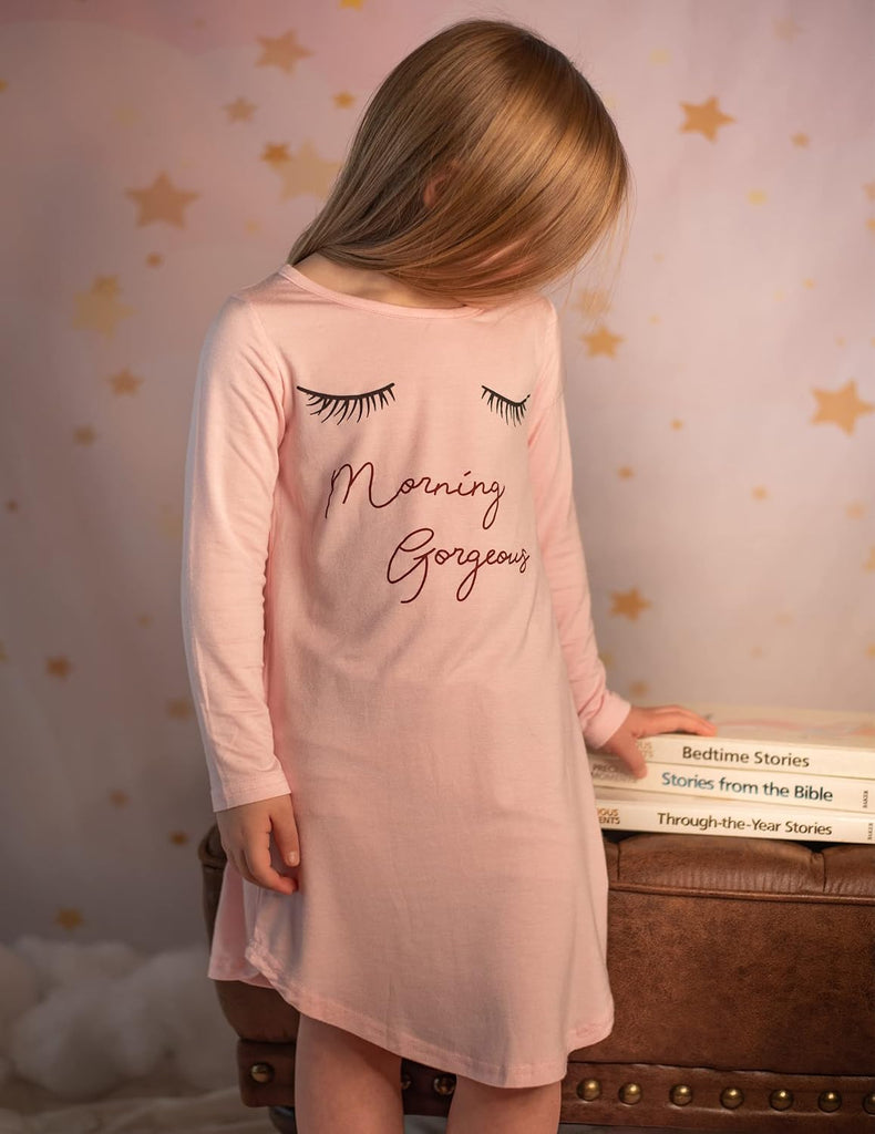 Girls Nightgowns Long Sleeve Print Pajama Sleep Dress Soft Nightie
