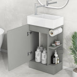 18.6 Inch Small Bathroom Vanity with Sink – Solid Wood Narrow Vanity Cabinet with Side Storage