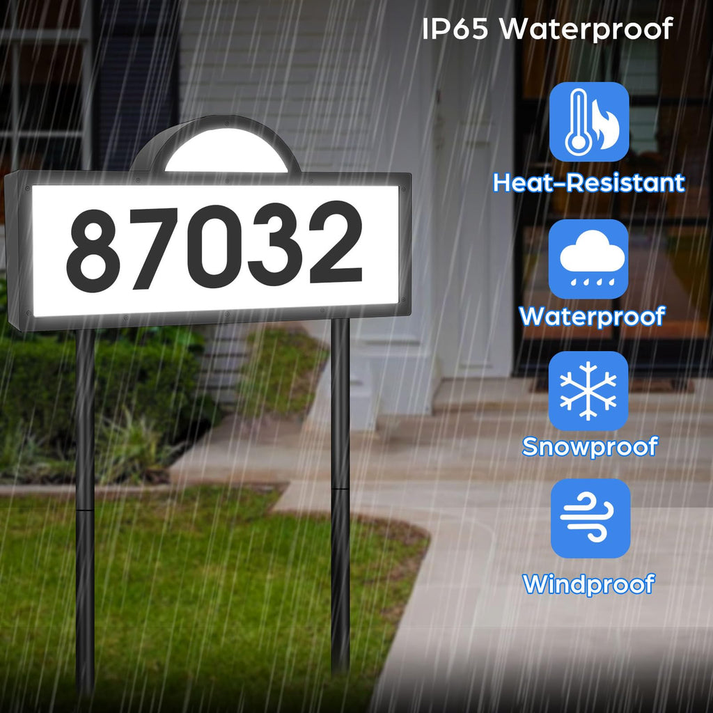 Large Address Numbers, Solar Powered, Wall Mounted & in Ground