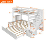 Stairway Twin Over Full Bunk Bed with Twin Trundle and Drawers