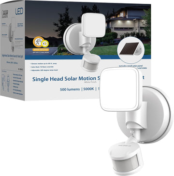 Outdoor LED Triple Head Solar Security Flood Lights with Motion Sensor, Dusk-to-Dawn Sensor, 3000 Lumens Floodlight