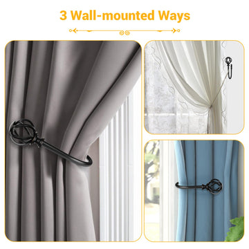 Black Curtain Holdbacks, Decorative Drapery Tiebacks, 2 Pack/1 Pair