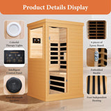 Far Infrared Sauna Home Sauna Spa Room Canadian Hemlock Wood 1200W Indoor Saunas Low EMF 110V with 7 Color Light and