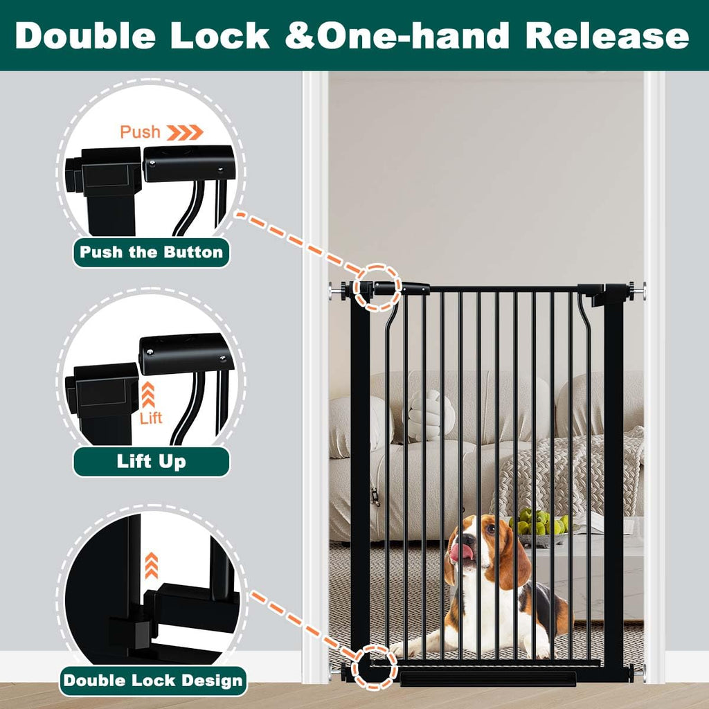 40.5" Extra Tall Baby Gate for Stairs 40.6"-54.7" Wide Dog Gate