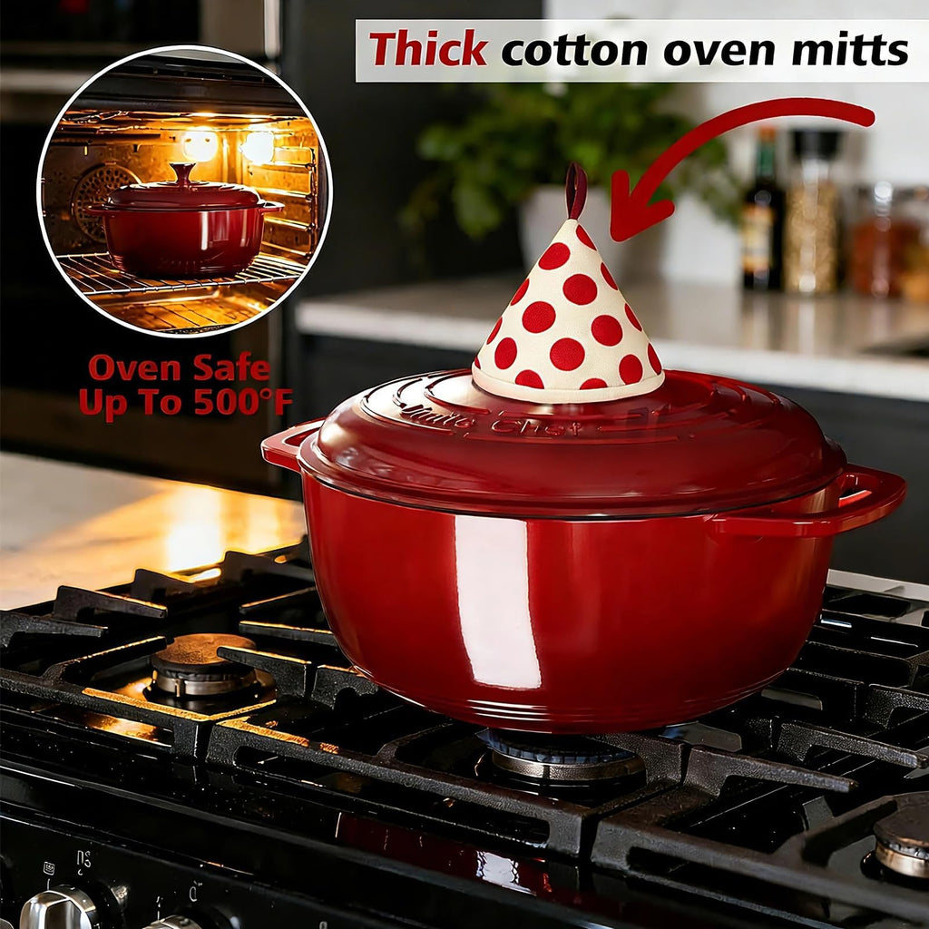 6QT Enameled Cast Iron Dutch Oven with Lid, Versatile Heavy-Duty Cookware Pot for Baking Bread, Braising, Soups &