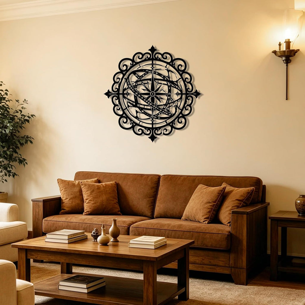 Celestial Armillary Sphere Metal Wall Art, Metal Signs, Metal Outdoor Decor, WallArt Decor, Gothic Middle Ages