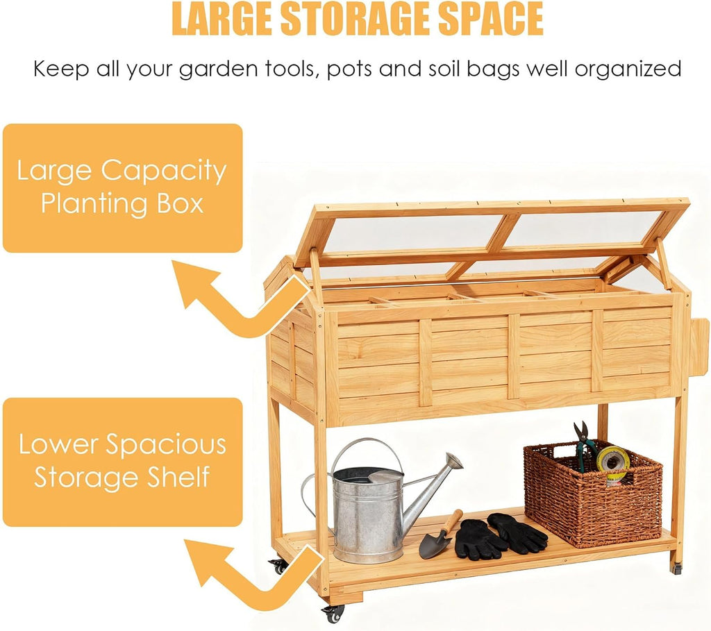 Raised Garden Beds Elevated Herb Planter Box with Legs Cover Indoor Outdoor