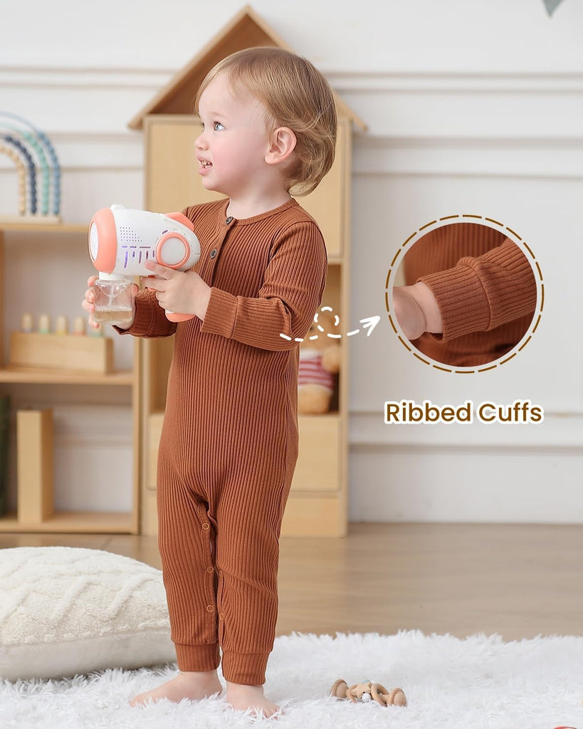 Baby Boy Girl 3 Pack Solid Romper Ribbed Long Sleeve