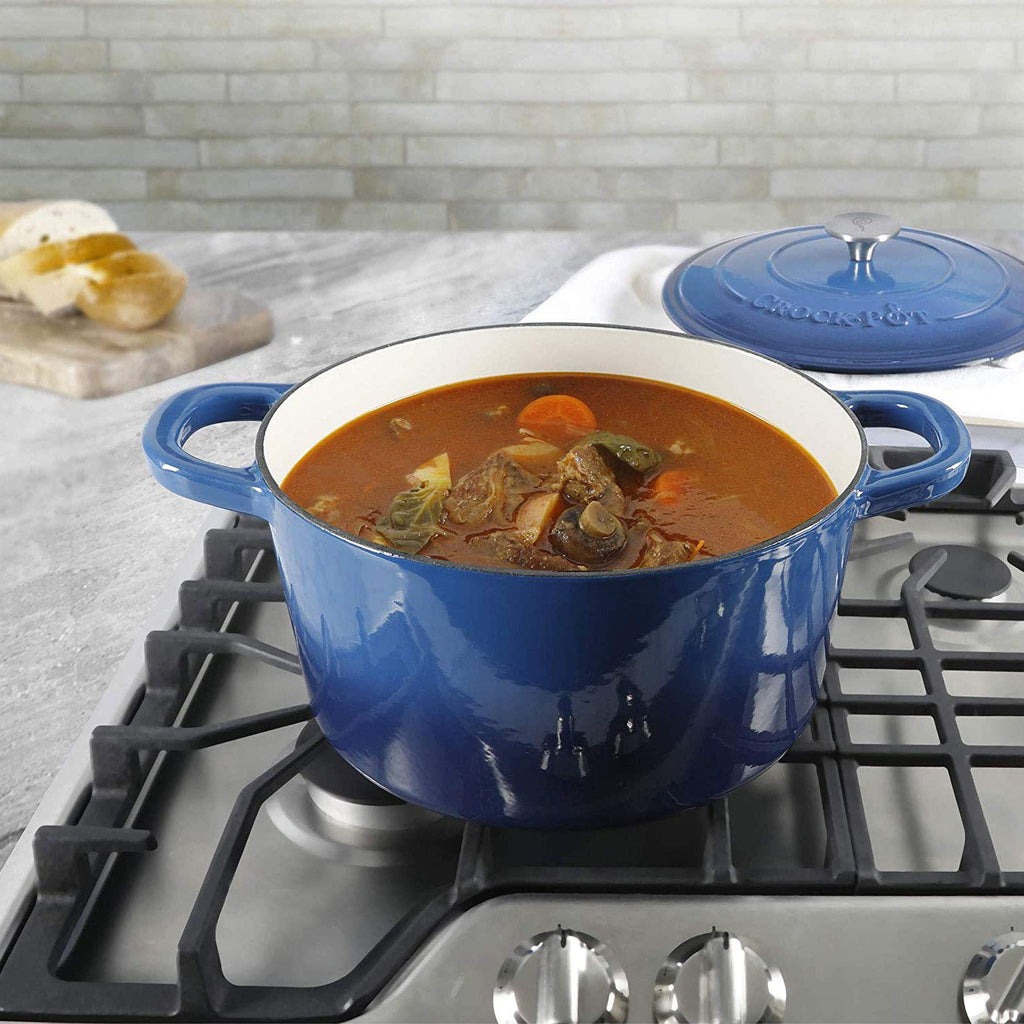 Artisan 7-Quart Round Enameled Cast Iron Dutch Oven - Sapphire Blue, Durable Heavy-Duty Cookware for Slow Cooking