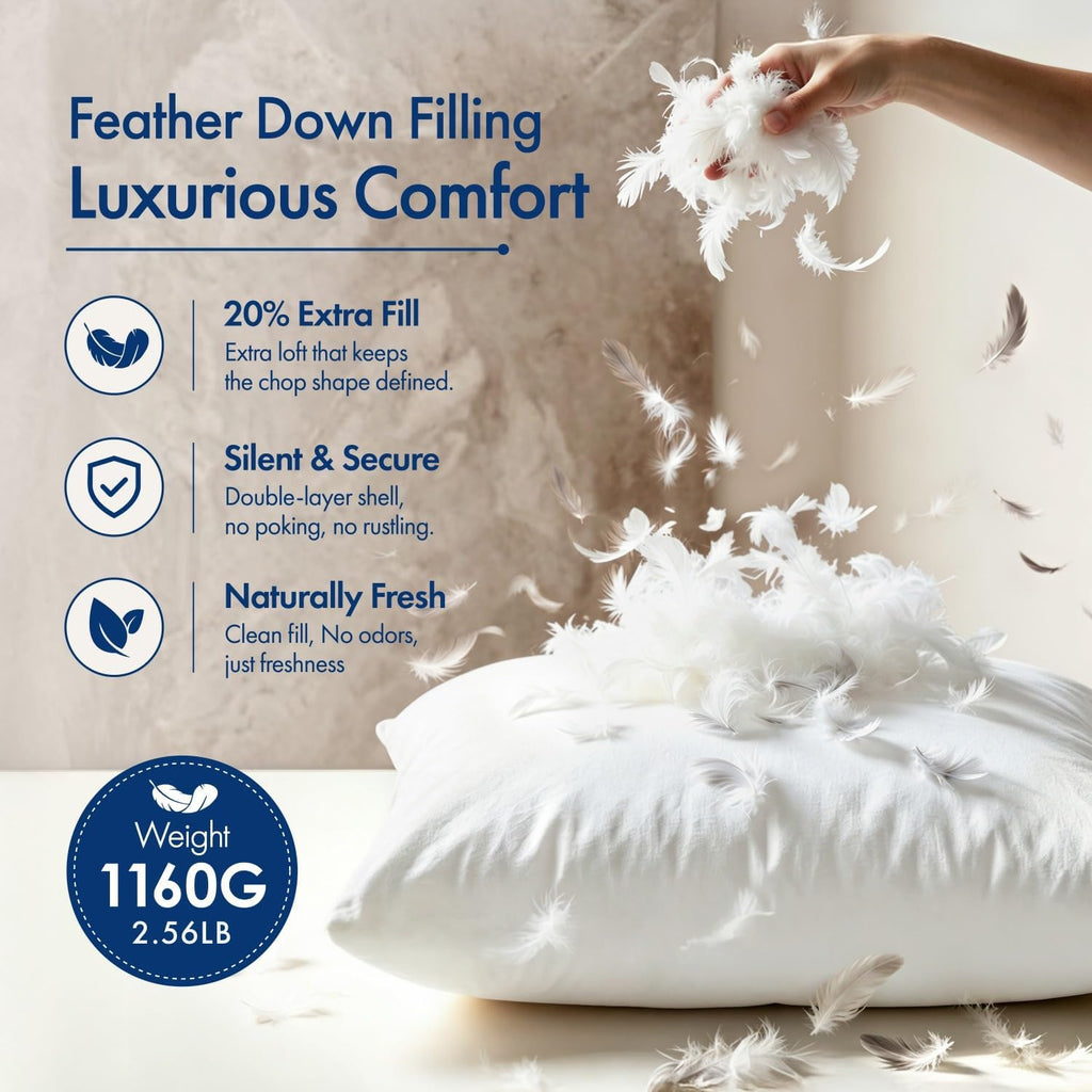 22x22 Pillow Inserts, Premium Feather and Down Pillows - Set of 4