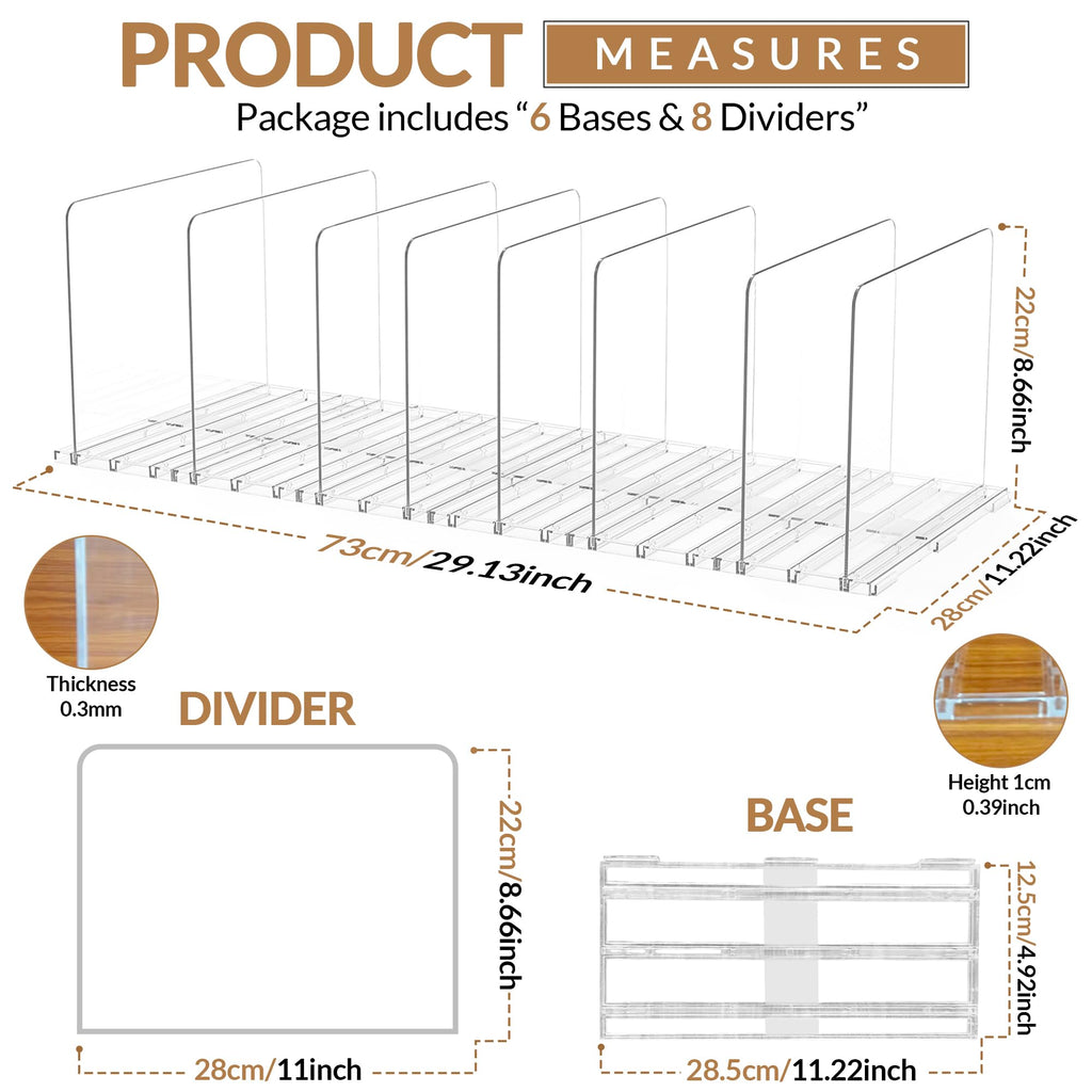 Adjustable Bag & Purse Organizer for Closet | Clear Shelf Dividers for Closet Organization, Vertical Handbag