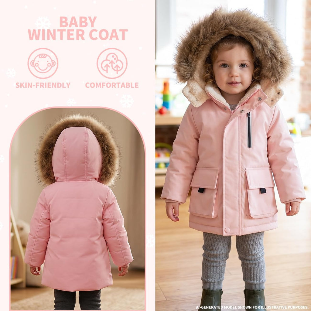 Toddler Winter Coat Baby Jacket Snow Hoodie Puffer Fleece Clothes