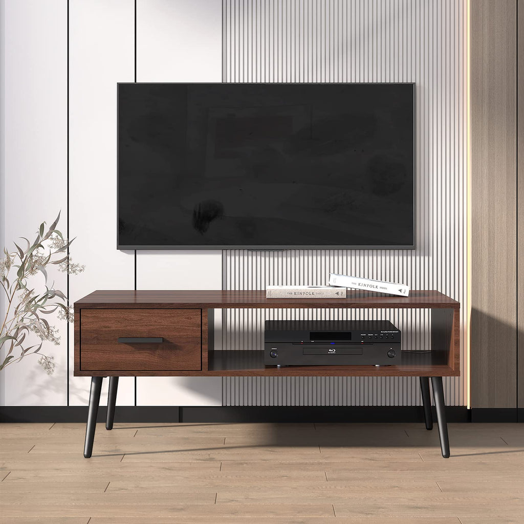Mid Century Modern Coffee Table with Storage -Walnut