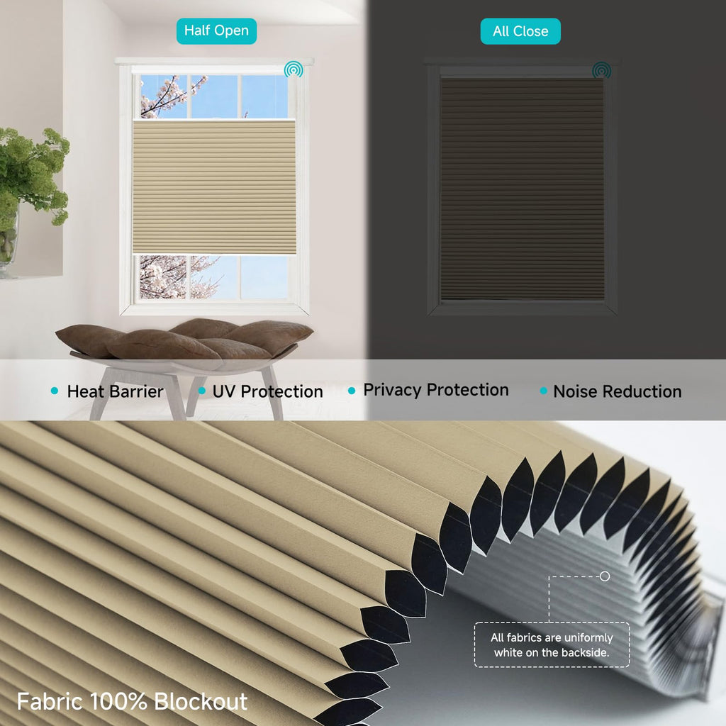 Motorized Top Down Bottom Up Cellular Shades with Remote, Custom Cordless Smart Honeycomb Blinds, Automatic Electric