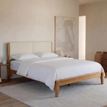 King Size Bamboo Joinery Bed, Japanese Bed Frame with Headboard