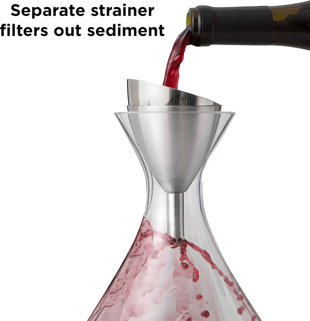 Wine Aerator Shower Funnel with Sediment Strainer, Stainless Steel