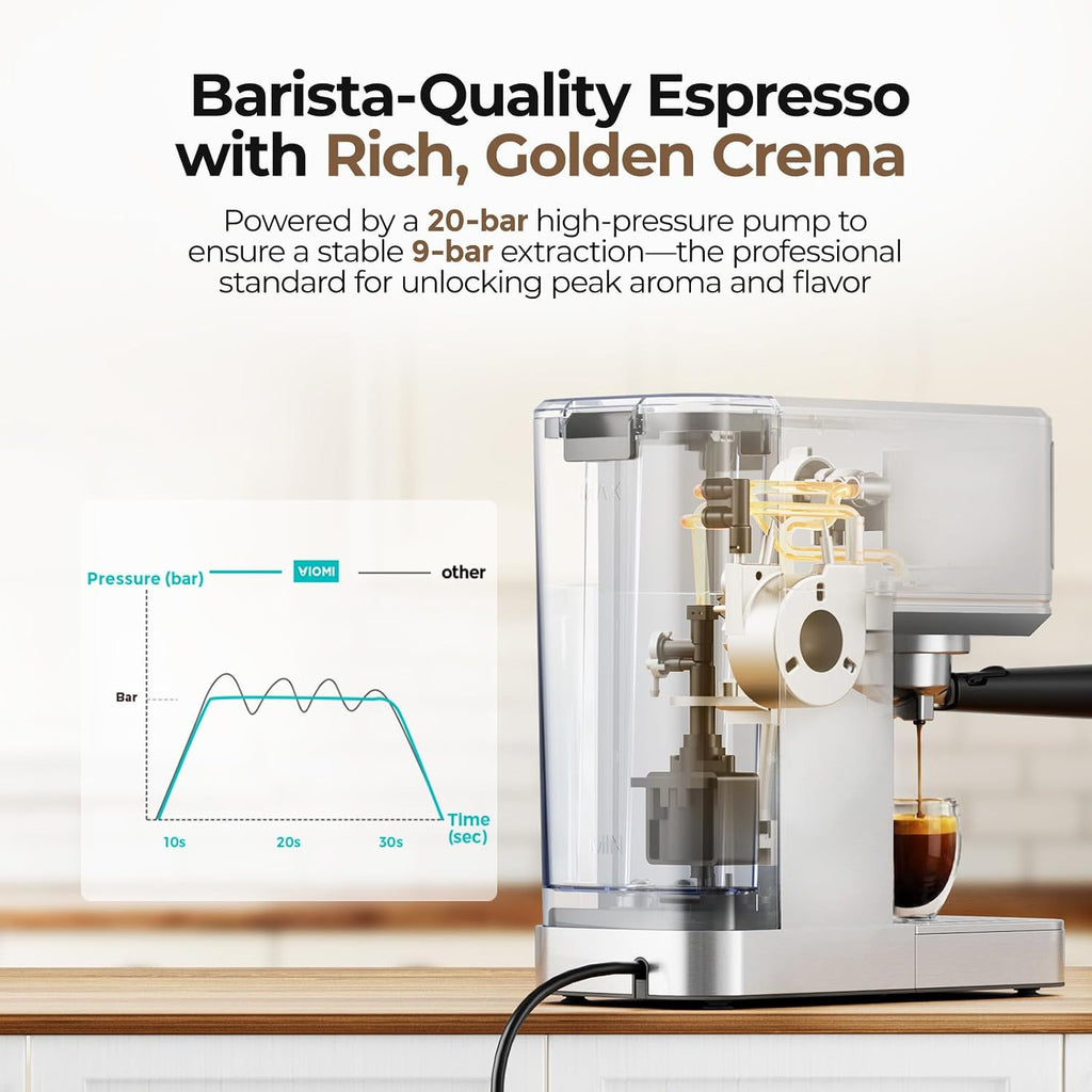T1A PRO Espresso Machine with Milk Frother, Instant Cold Brew Maker | Beginner-Friendly, Touch Control, Customizable