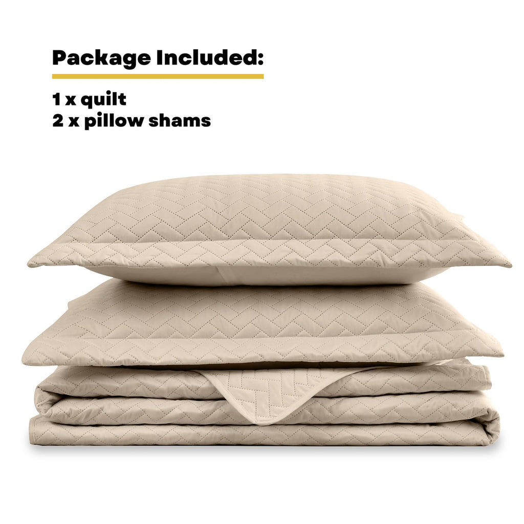 Oversized King Quilt 128"x120", Huge Bedspread Beige