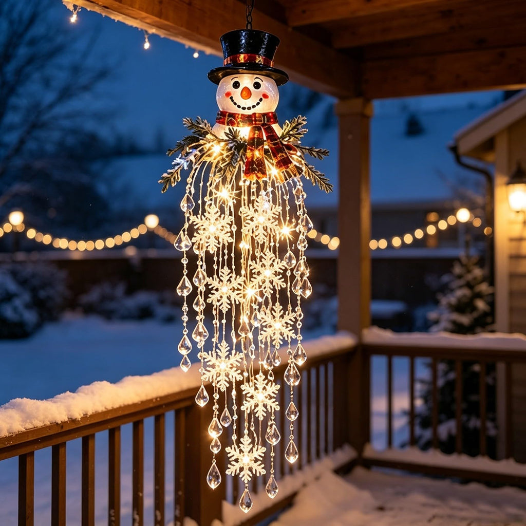 Crystal Cascade Christmas Light - Hanging Snowflake & Crystal LED Porch Decor (D)