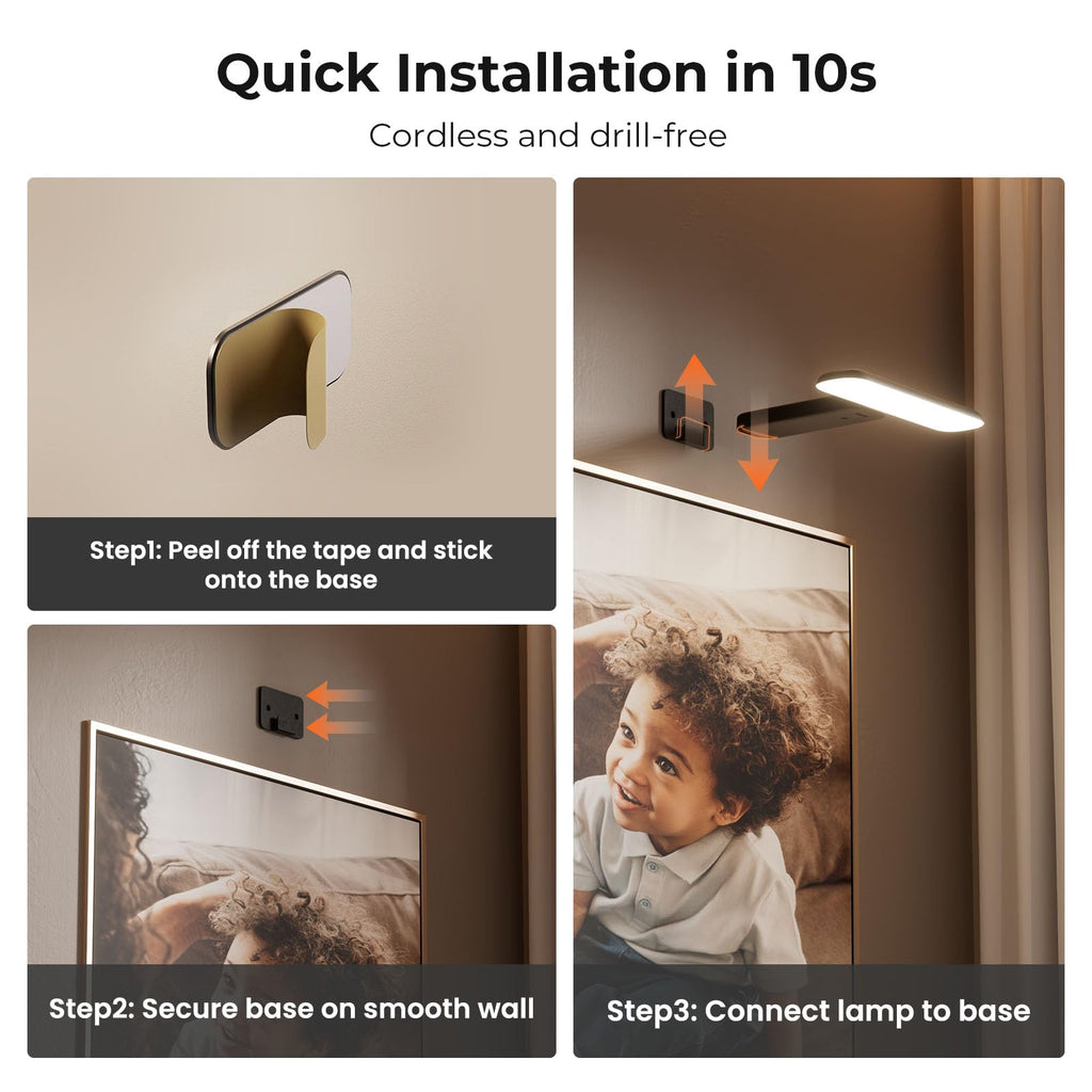 2 Pack Picture Lights for Wall Rechargeable, Picture Frame Lights