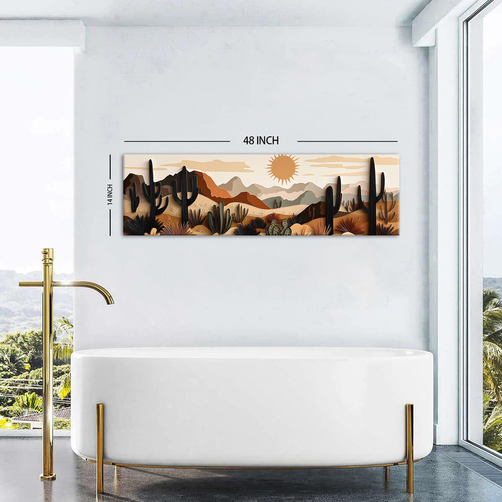 Cactus Wall Art Boho Desert Wall Decor Mid Century Modern Beige Minimalist Geometric Picture Abstract Mexican