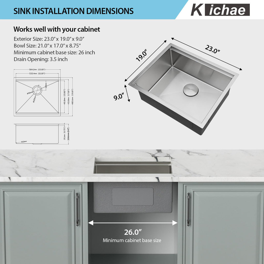23 Undermount Kitchen Sink Stainless Steel 16 Gauge Workstation