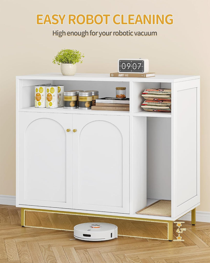 Cat Litter Box Enclosure, Hidden Litter Box Furniture with Storage