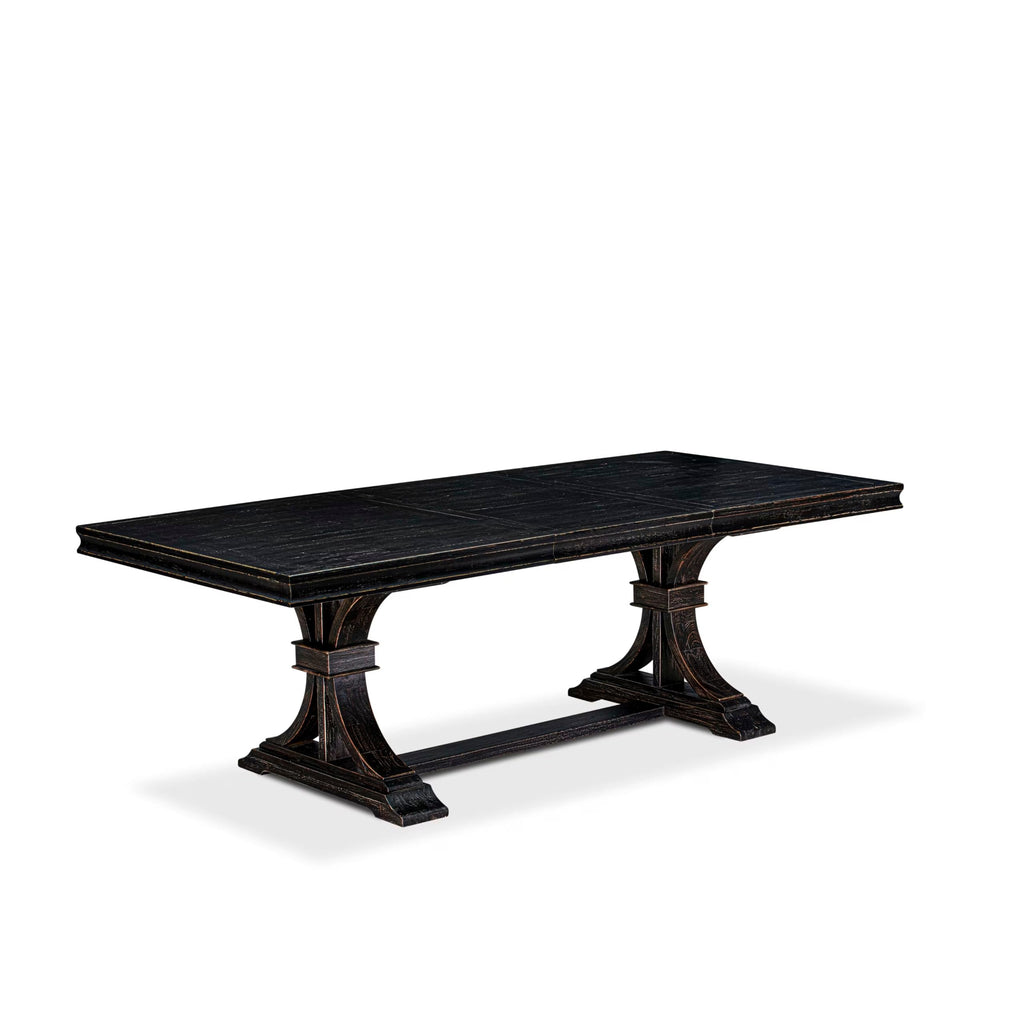 By - LET-SBB-TP - A Mid-Century Dining Table with Removable Rectangular Tabletop - Sand Blasting Black Finish