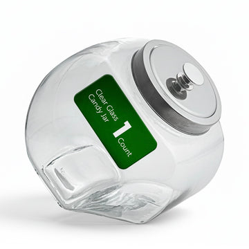Glass Penny Candy Jar 1 Count 1 Gallon Wide Opening Glass Storage Jar With Chrome Lid, Crystal-Clear 4.53 x 4.53 x