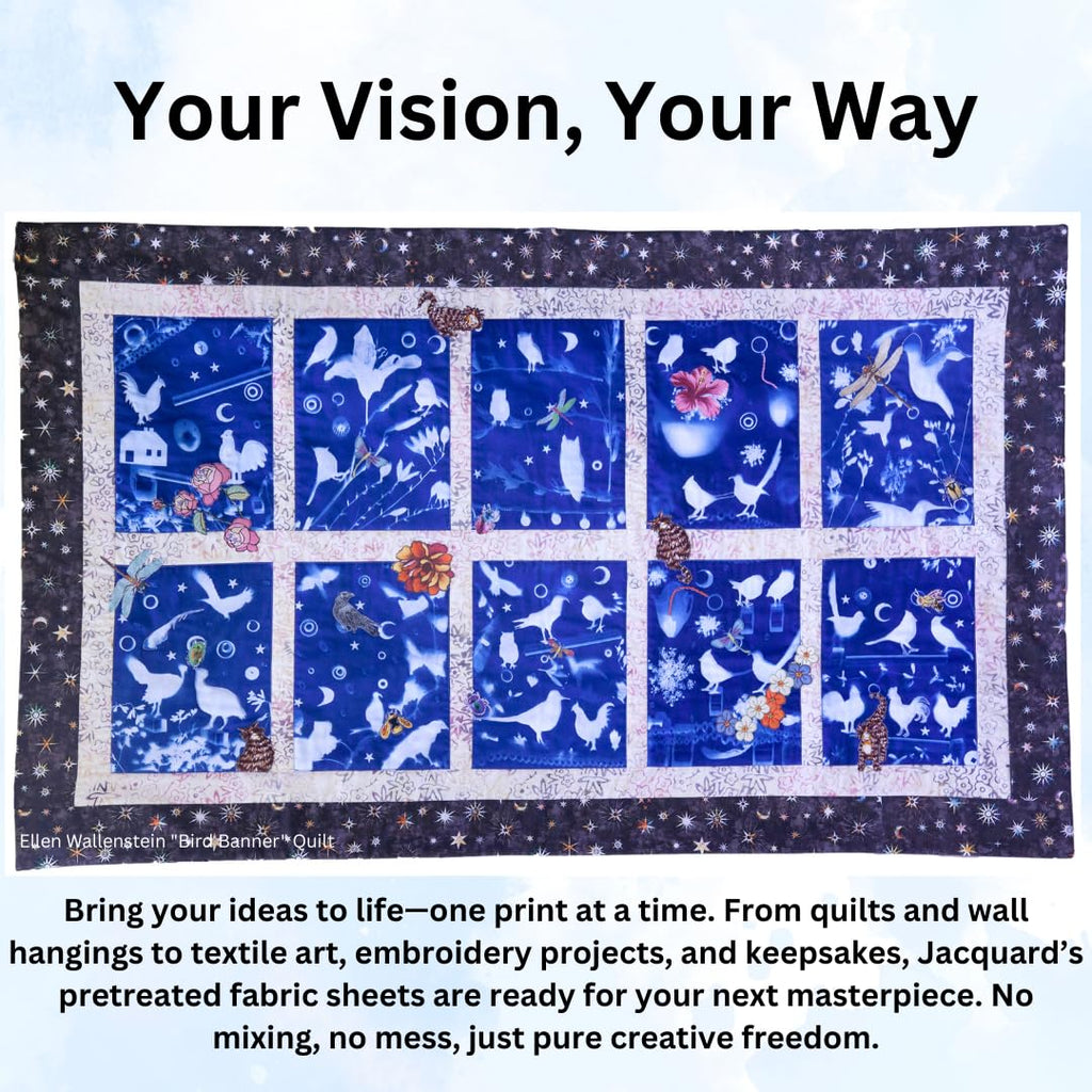 Cyanotype Fabric Sheets, Pre-Sensitized Cotton Sateen for Easy Sun Printing, Professional-Quality Fabric Sheets, Just