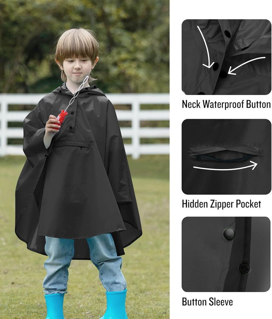 Lightweight Kids Rain Poncho Jacket Waterproof Outwear Rain Coat