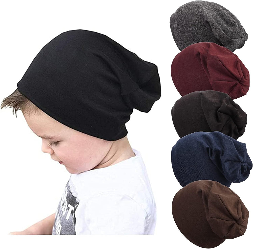 5 Pack Unisex Baby Hats for Kids Cotton Skull Caps Soft Cute Knit Cap Baby Toddler Beanie - 6 Years
