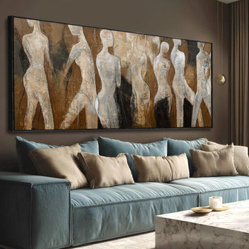 Abstract Wood Wall Art Figure Decorative Pictures Line Large Artwork 40"x86" Painting Posters