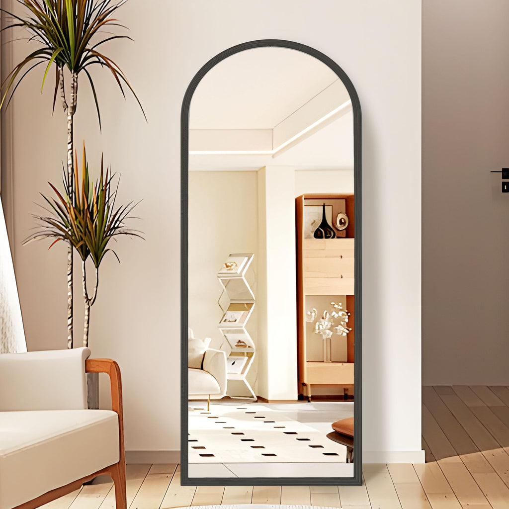 Arched Full Length Mirror with Stand, 57"x20" Full Body Mirror Standing Hanging or Leaning Wall, Arch Wall Mirror