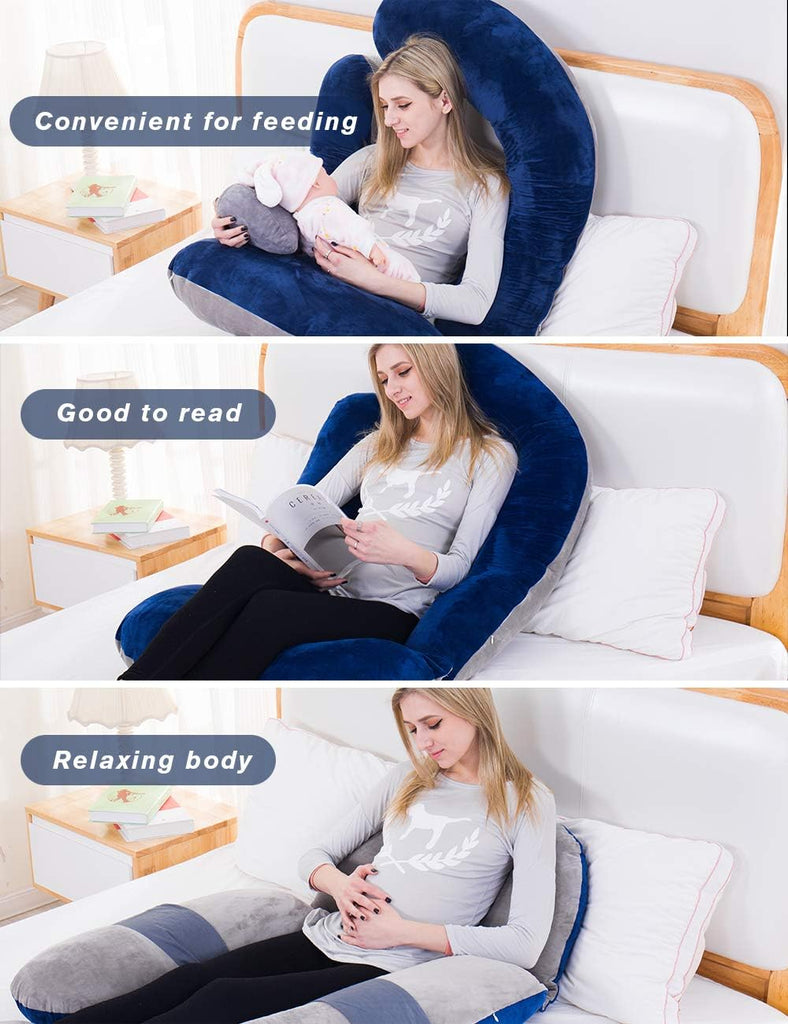 60in Full Body Pillow | Nursing, Maternity and Pregnancy Pillow | Extra Large U Shaped Sleeping Pillow with Removable