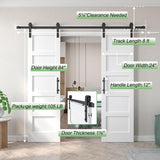 Double 24x84 inch White Barn Door with 8FT Barn Door Hardware Kit Included,with MDF and Wood,DIY Ass